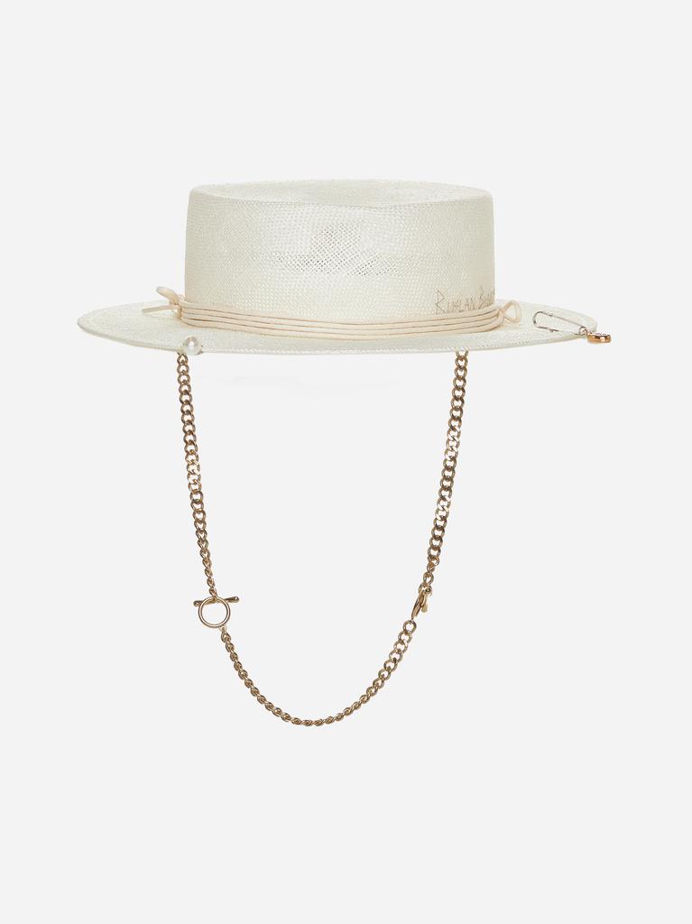 RUSLAN BAGINSKIY Logo-pin straw Canotier hat