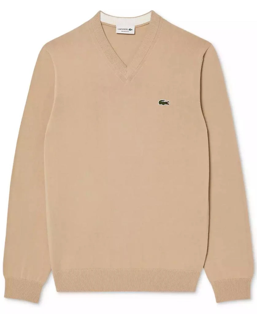 Lacoste Men's Regular-Fit Solid V-Neck Sweater 6