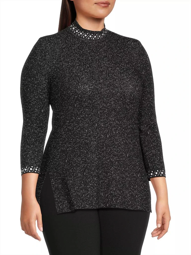 Ming Wang Embellished Mock Turtleneck Tunic Top 4