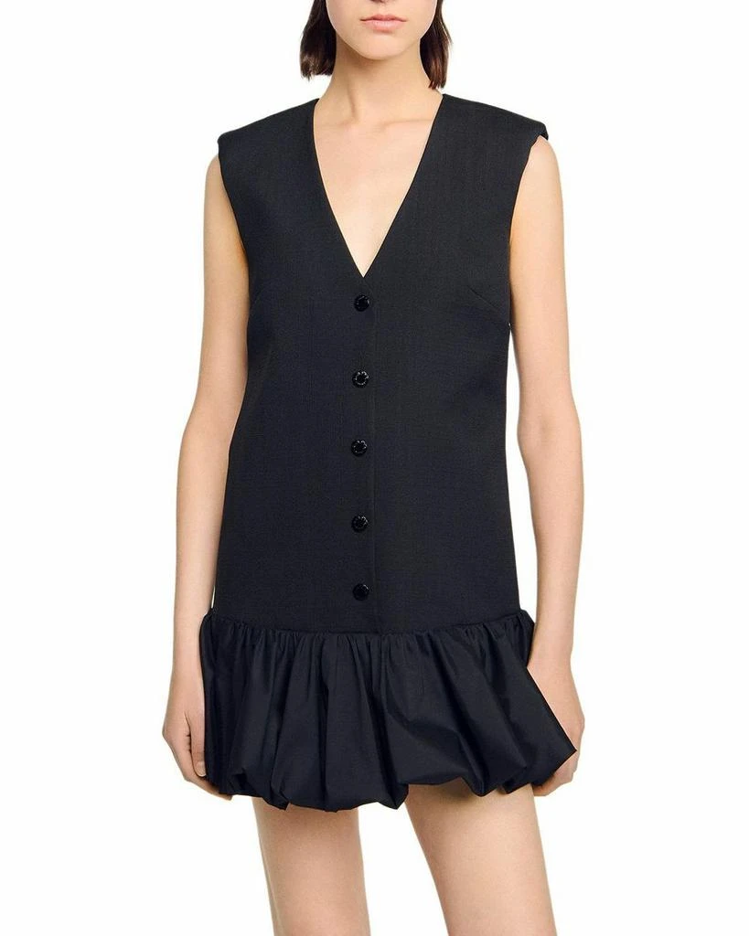 Sandro Button Front Bubble Hem Dress 1