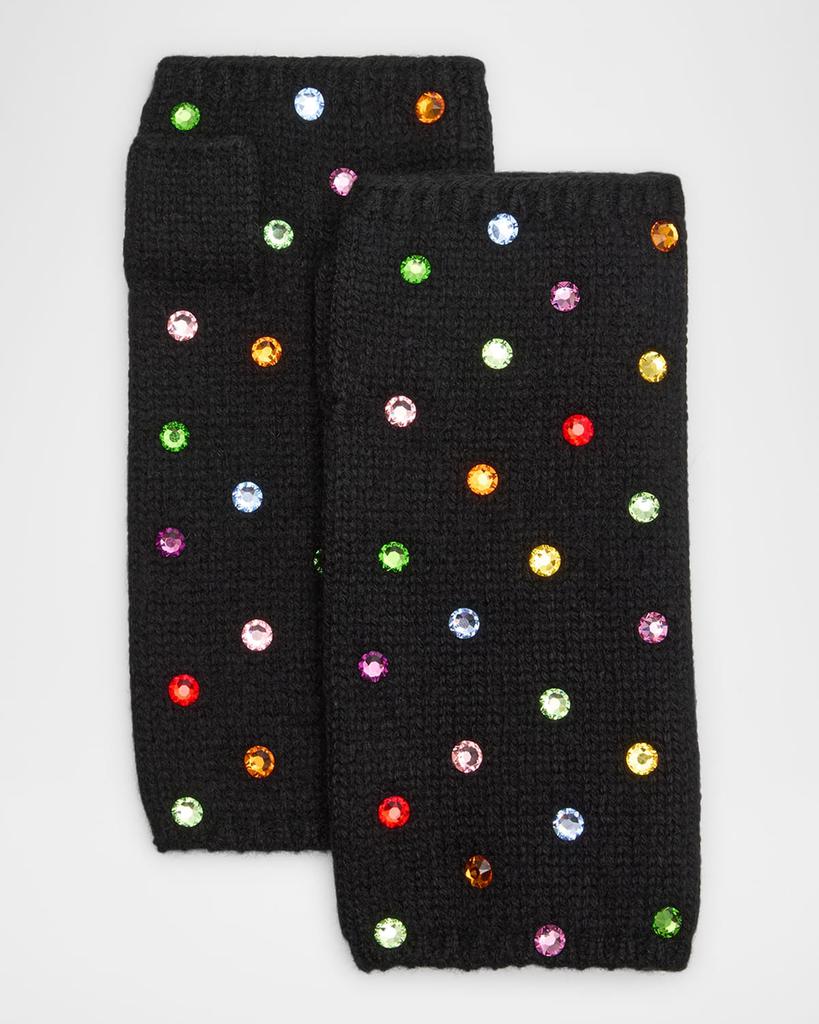 Carolyn Rowan Rhinestone Cashmere Short Fingerless Gloves
