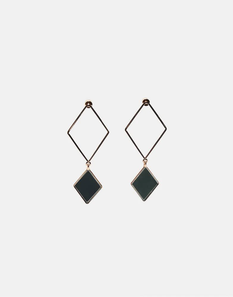 Stradivarius Stradivarius Mirror effect rhombus earrings in gold