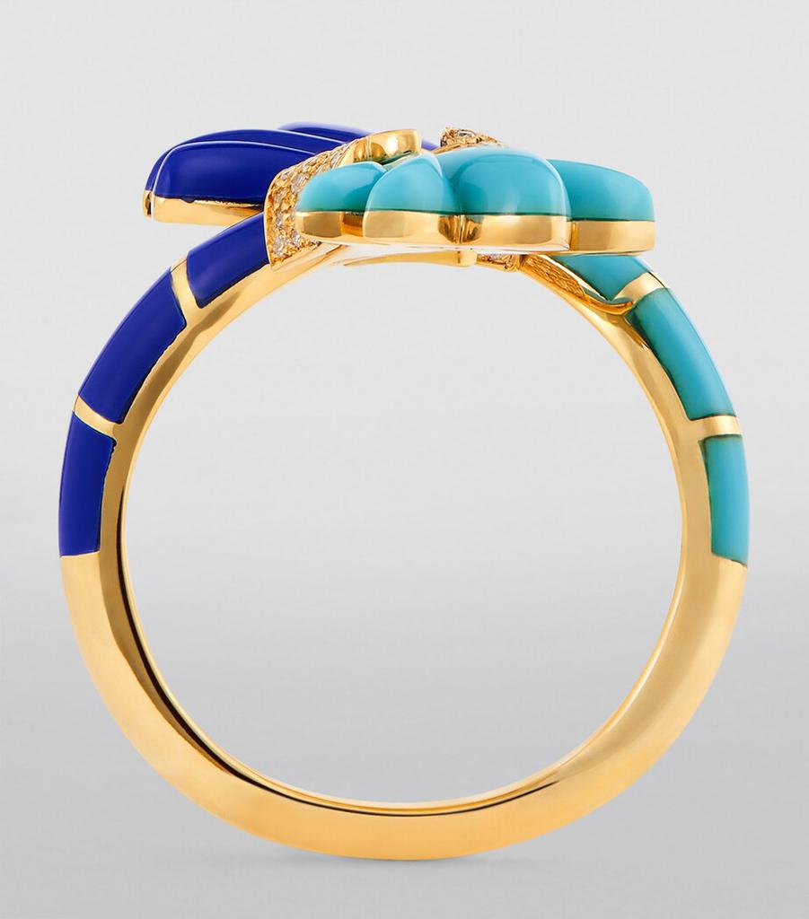 L'ATELIER NAWBAR Yellow Gold, Diamond, Lapis and Turquoise Psychedeliah Ring