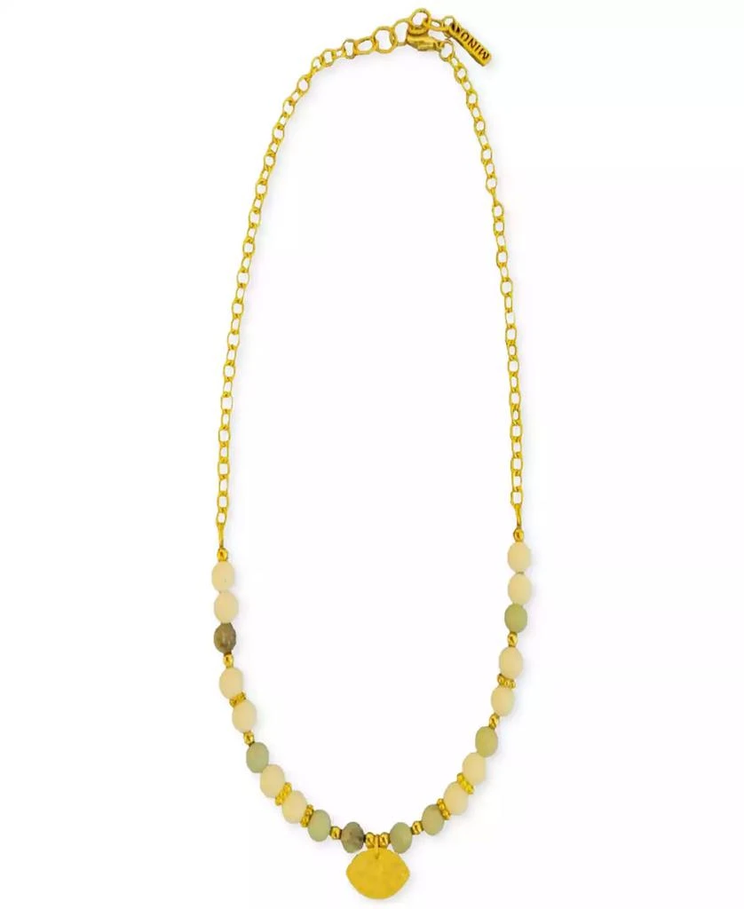 MINU Jewels Gold-Tone Amazonite 
White Jade Statement Necklace, 16" + 2" extender