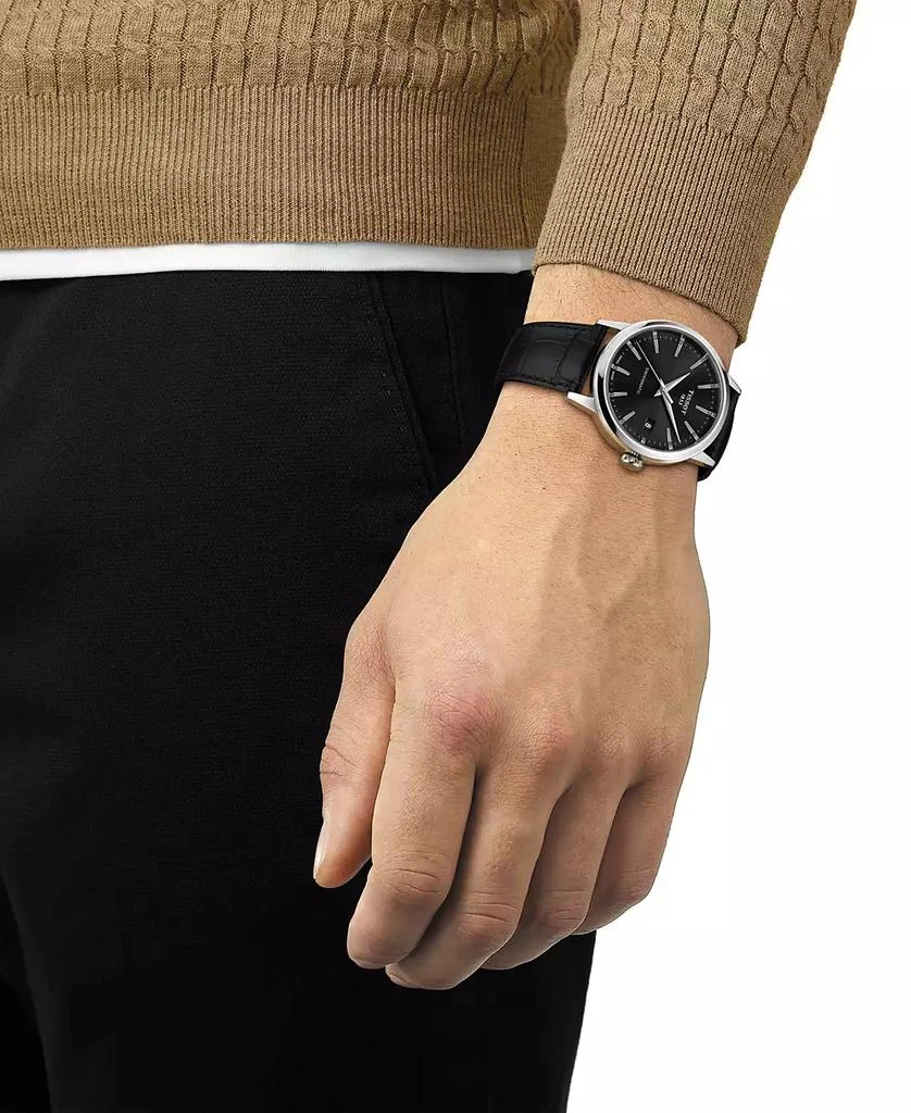 Tissot Men's Swiss Automatic Classic Dream Black Leather Strap Watch 42mm 5