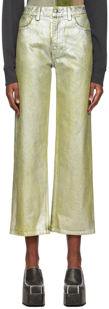 Eckhaus Latta Silver & Yellow Wide-Leg Jeans 1