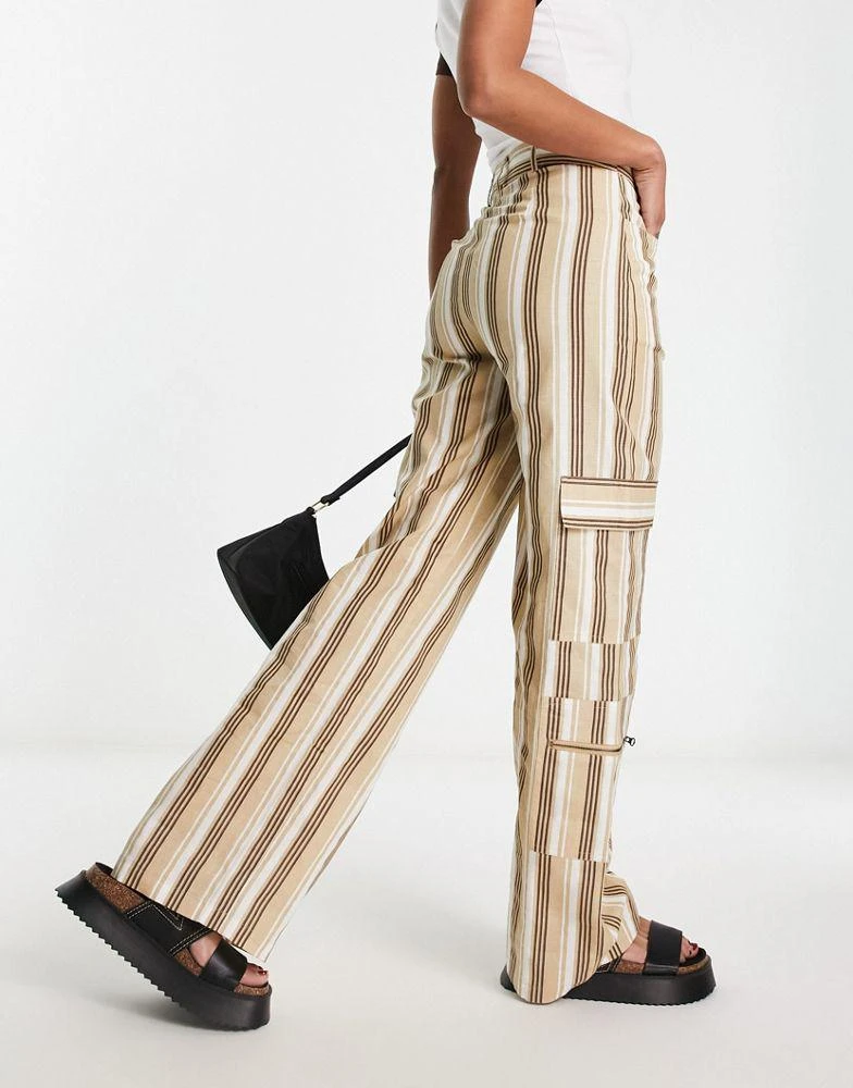 Daisy Street Daisy Street linen stripey Y2K cargo trousers 1