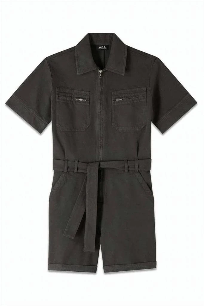 A.P.C. Black Short-Sleeved Jumpsuit with Zippered Pockets 2