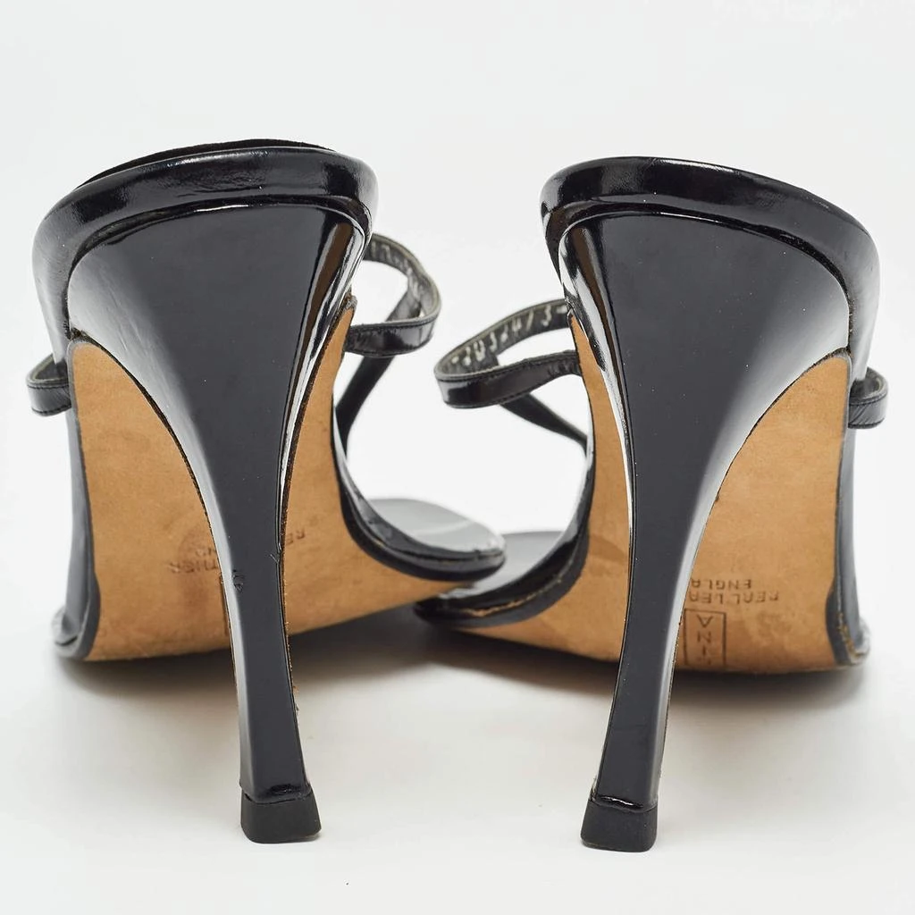 Gina Gina Black Patent Leather Thong Slide Sandals Size 39 5