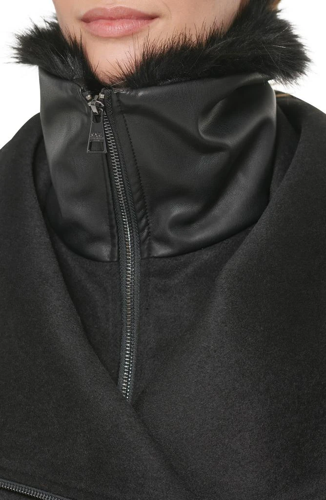 Karl Lagerfeld Paris Asymmetrical Faux Fur Collar Long Coat 3