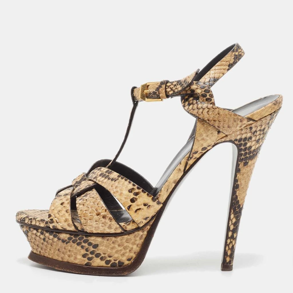 Saint Laurent Paris Saint Laurent Two Tone Embossed Snakeskin Tribute Sandals Size 36.5 1