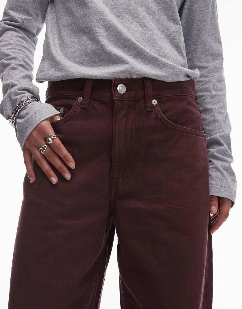 ARKET ARKET Cloud low rise baggy wide leg jeans in washed burgundy 5