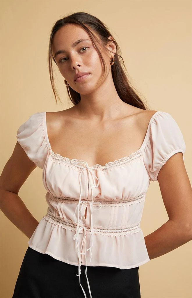 Beverly and Beck Iris Lace Trim Top 1