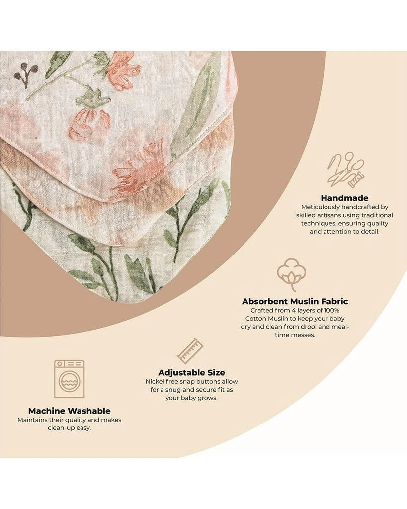 Crane Baby Parker Floral Muslin Bib Set, 3 Pack - Ages 0-36 Months 3