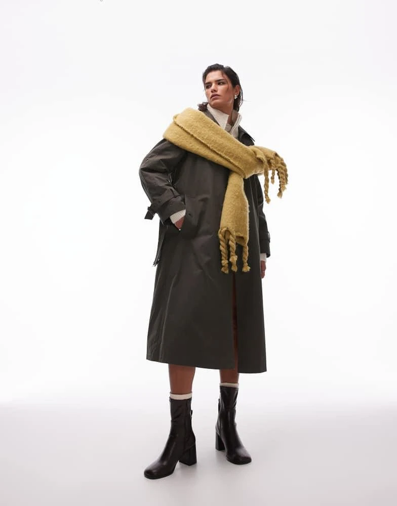 Topshop Topshop 2in1 liner trench coat in dark green 1