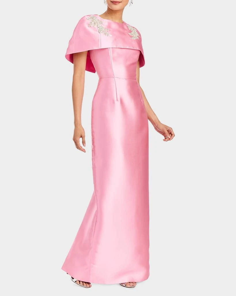 Mestiza New York Eve Rhinestone-Embellished Cape Column Gown 4