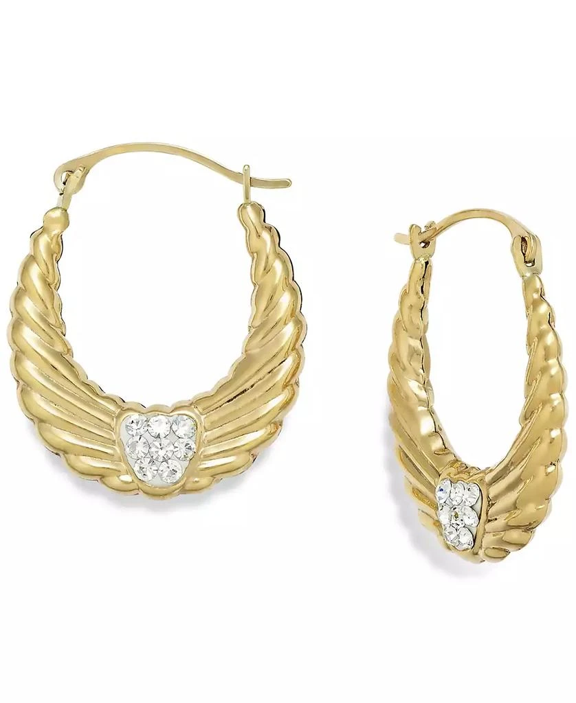 Macy
s Crystal Wing Hoop Earrings in 10k Gold, 19mm
