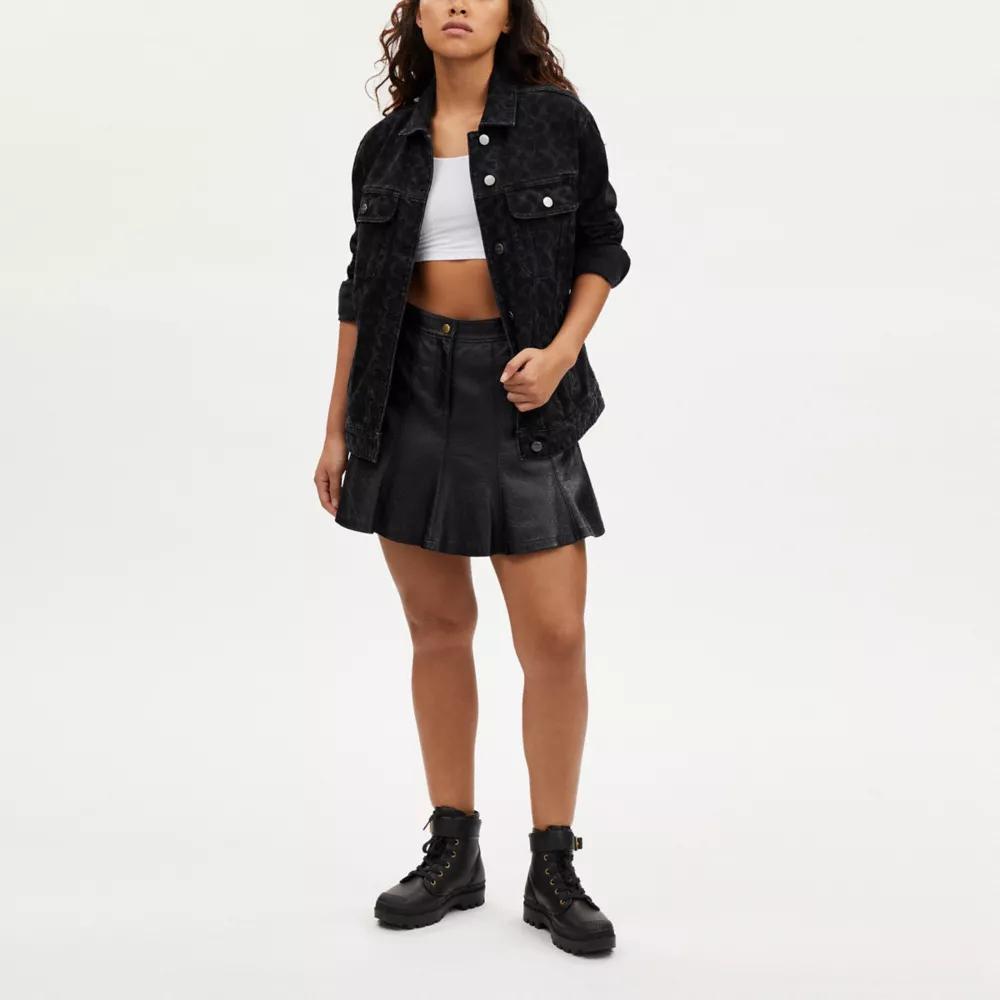 COACH◆Signature Denim Jacket/ジャケット/XS/コットン/BLK/総柄/CL264 COACH Signature LOGO DENIM JACKET Jean Coat LARGE L Men UNISEX Women INDIGO  BLUE