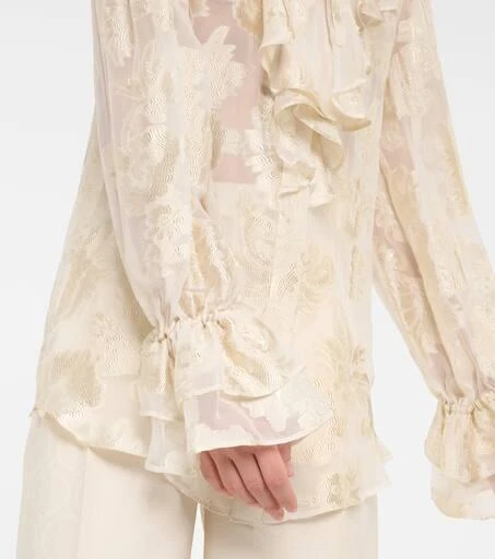 ETRO Ruffled floral silk-crepon blouse 5