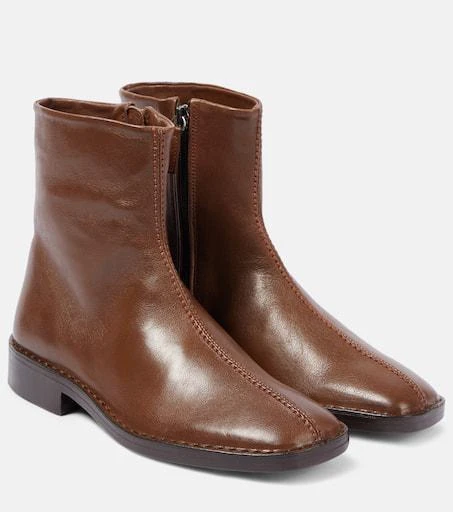 Lemaire Piped Zipped leather ankle boots 1