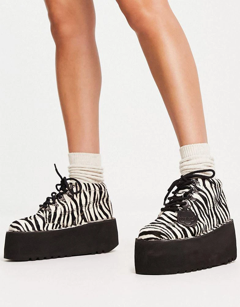 KICKERS Kickers Kick hi platform boots in zebra print 4