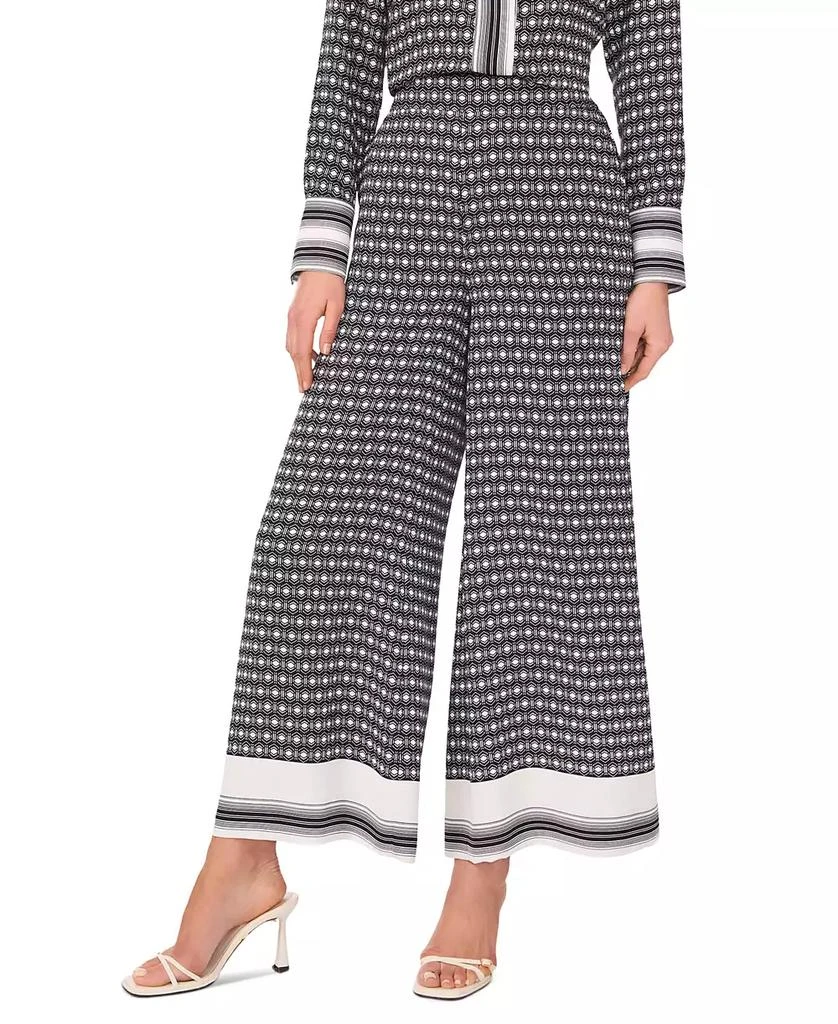 Vince Camuto Women's Border-Printed Mid-Rise Wide Leg-Pants 3