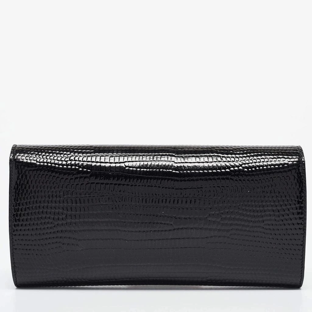 Yves Saint Laurent Saint Laurent Black Lizard Embossed Patent Leather Muse Clutch 4