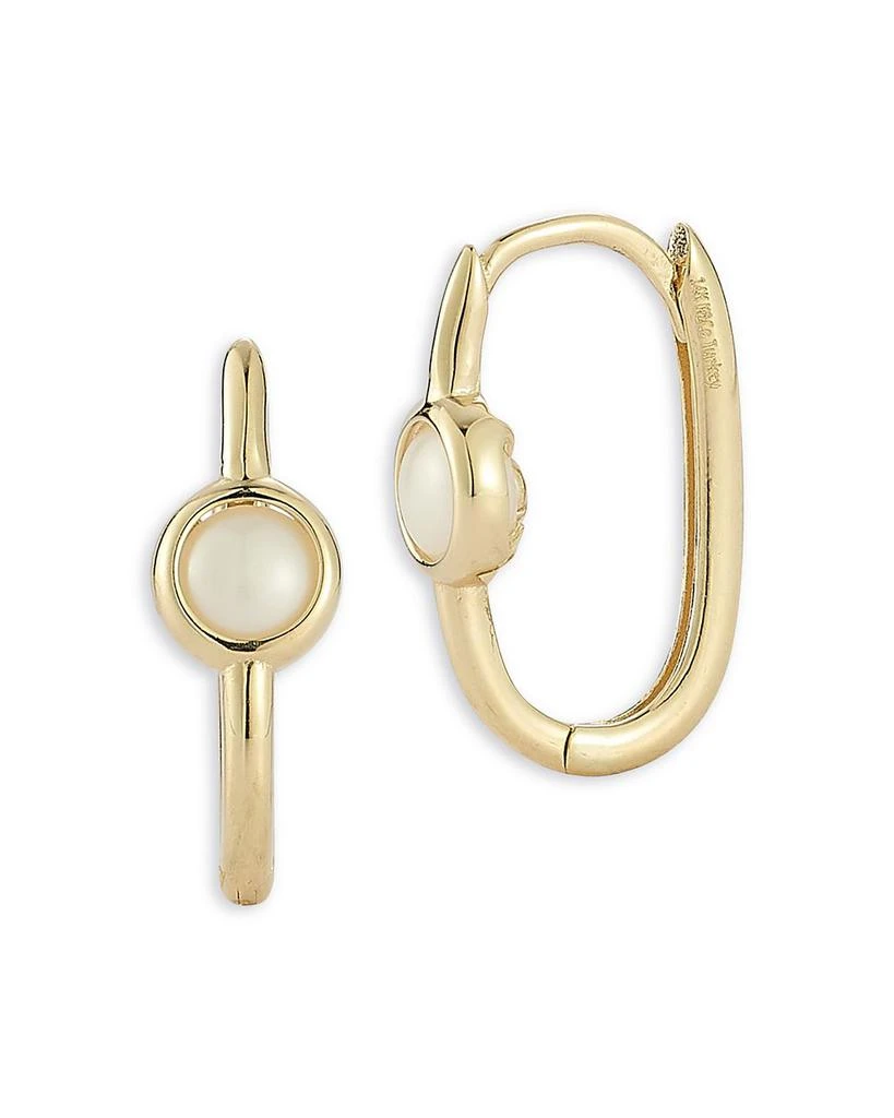 Bloomingdale
s Fine Collection Freshwater Pearl Bezel Huggie Hoop Earrings in 14K Yellow Gold 1