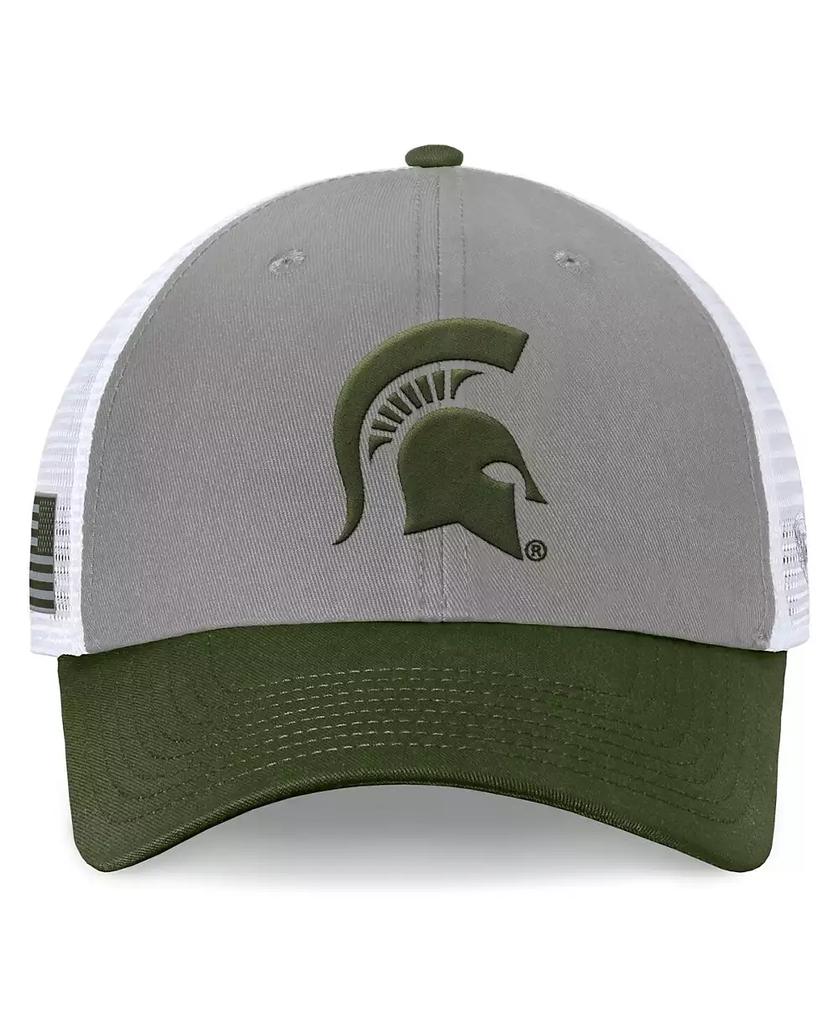 Top of the World Men's Gray/Green Michigan State Spartans OHT Military Appreciation Badge Trucker Adjustable Hat