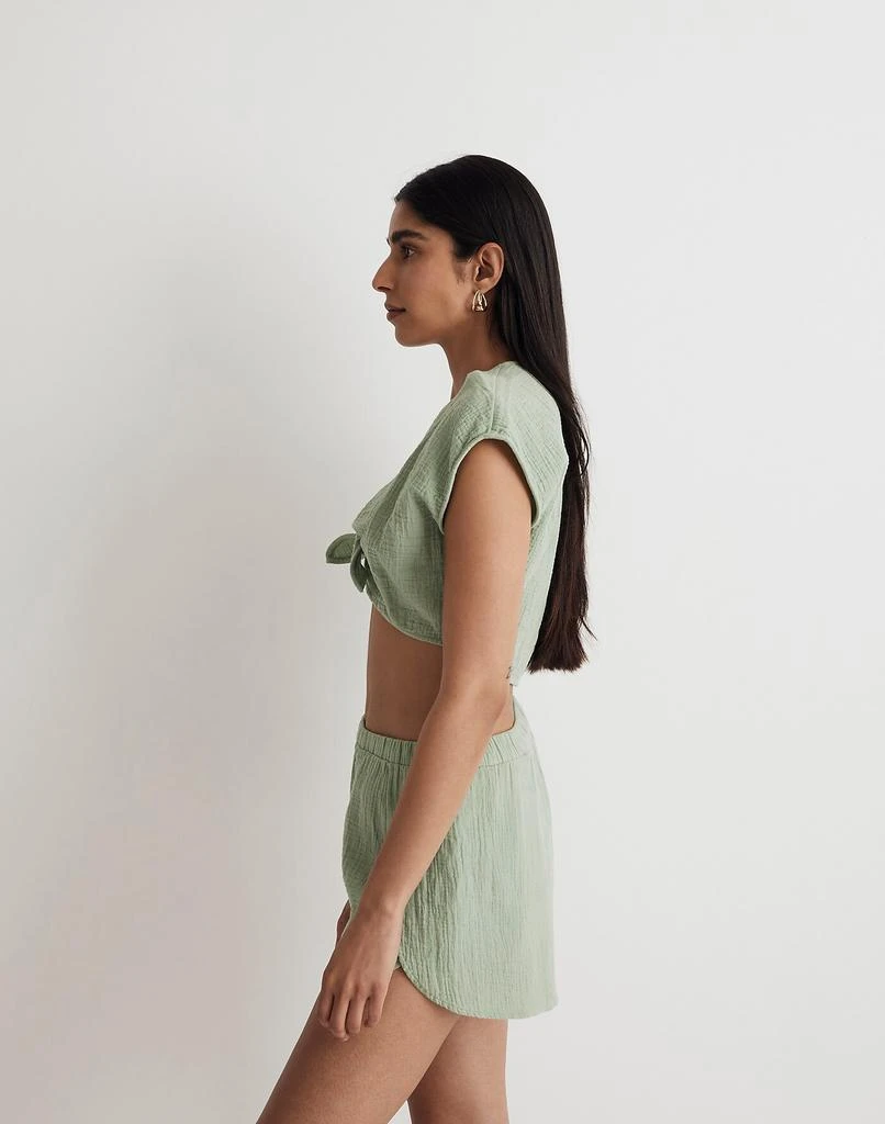Madewell Double-Gauze Tie-Front Cropped Top 2
