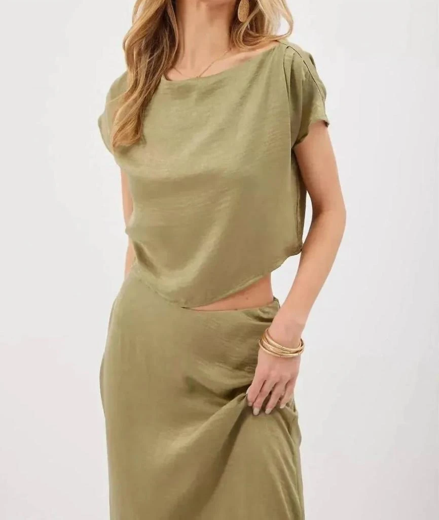 Kylie Paige Gigi Satin Top In Sage 1