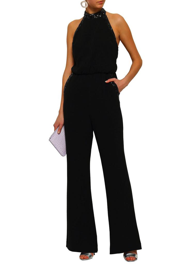 Rachel Zoe Lou sequin-trimmed stretch-crepe jumpsuit