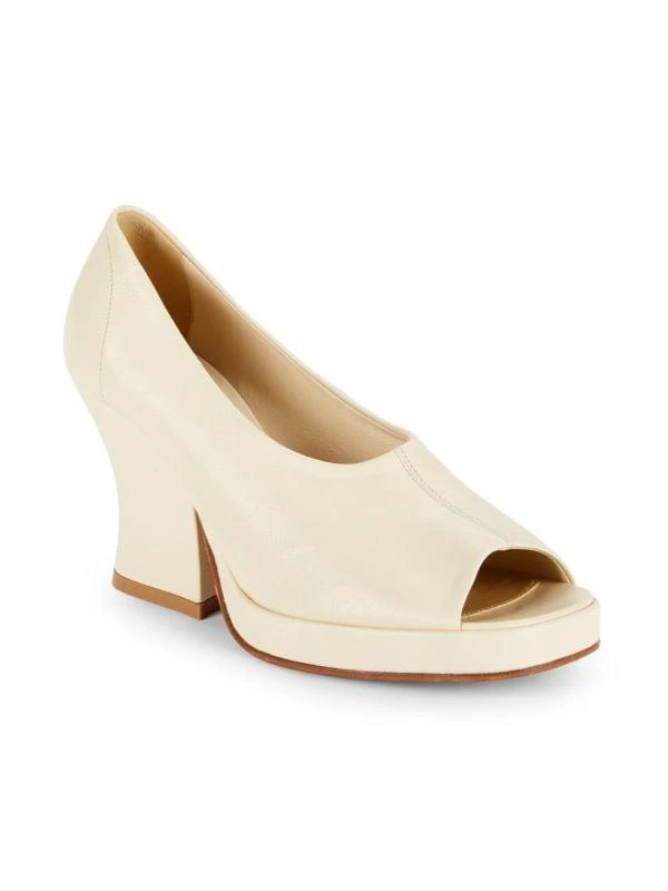 Bottega Veneta Peep Toe Leather Pumps 2