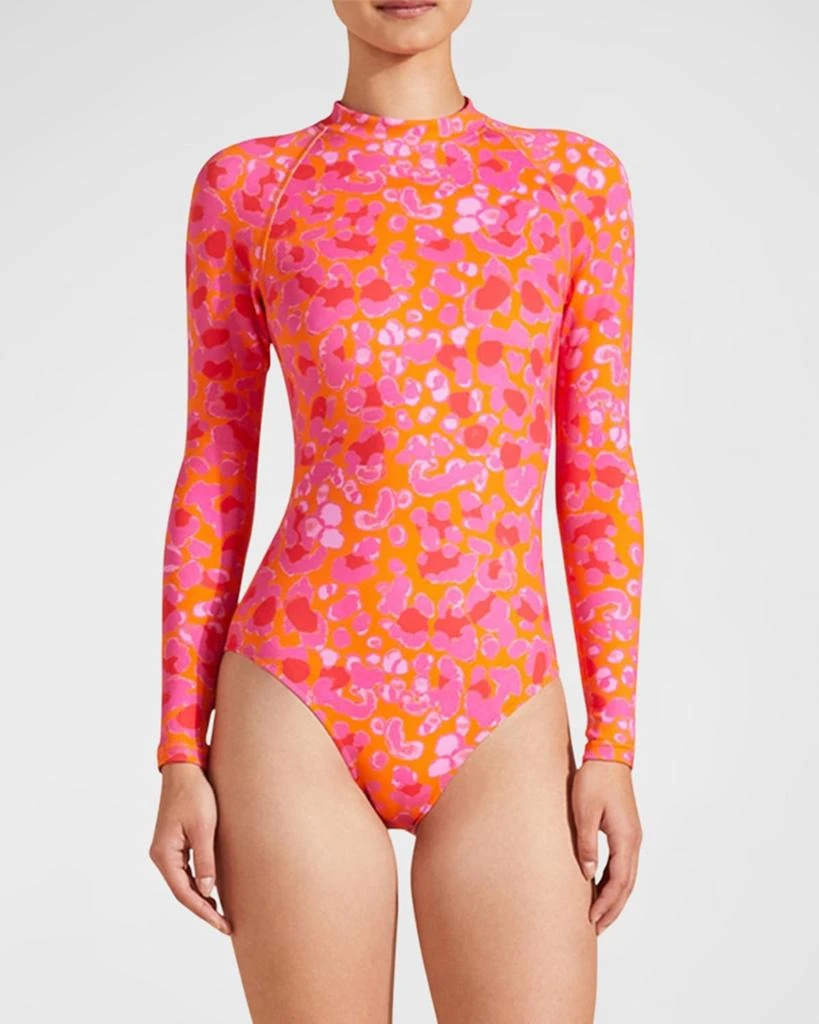 Vilebrequin Abstract Leopard Printed Rashguard One-Piece Swimsuit 2