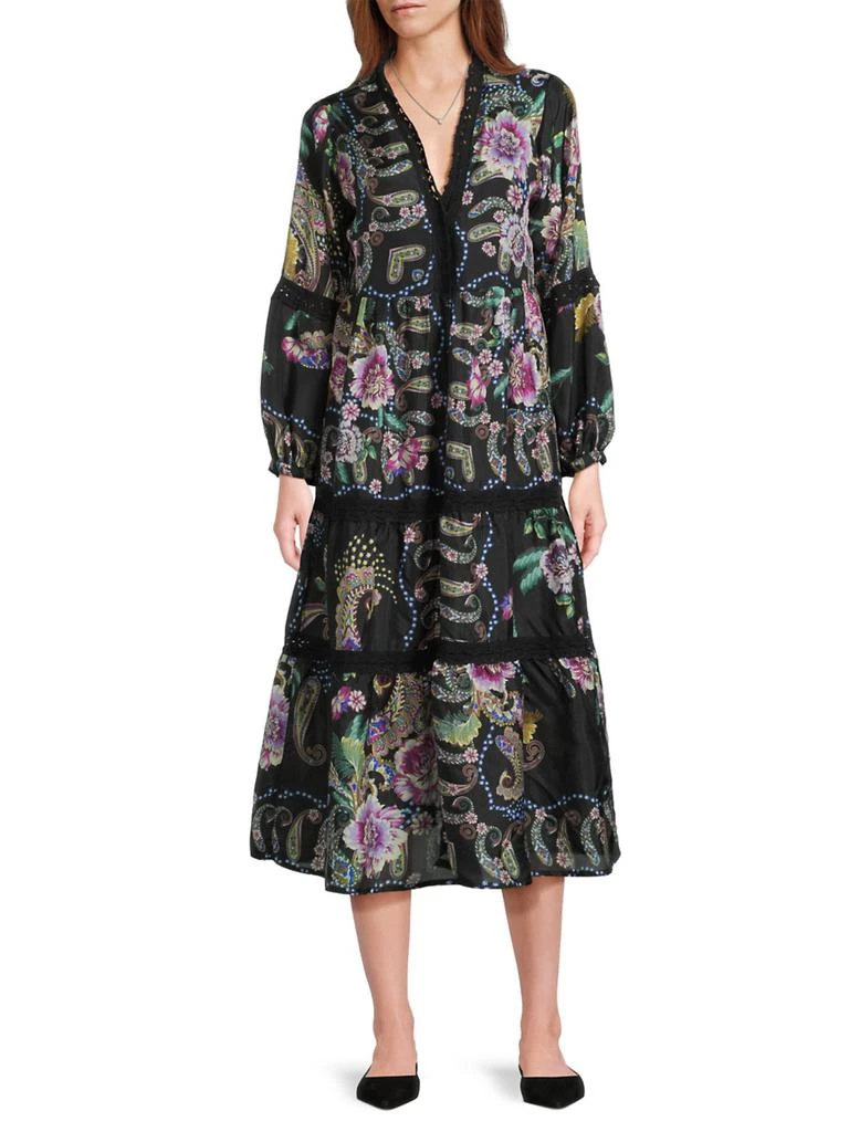 Johnny Was Leda Floral Silk V-Neck Maxi Dress 2