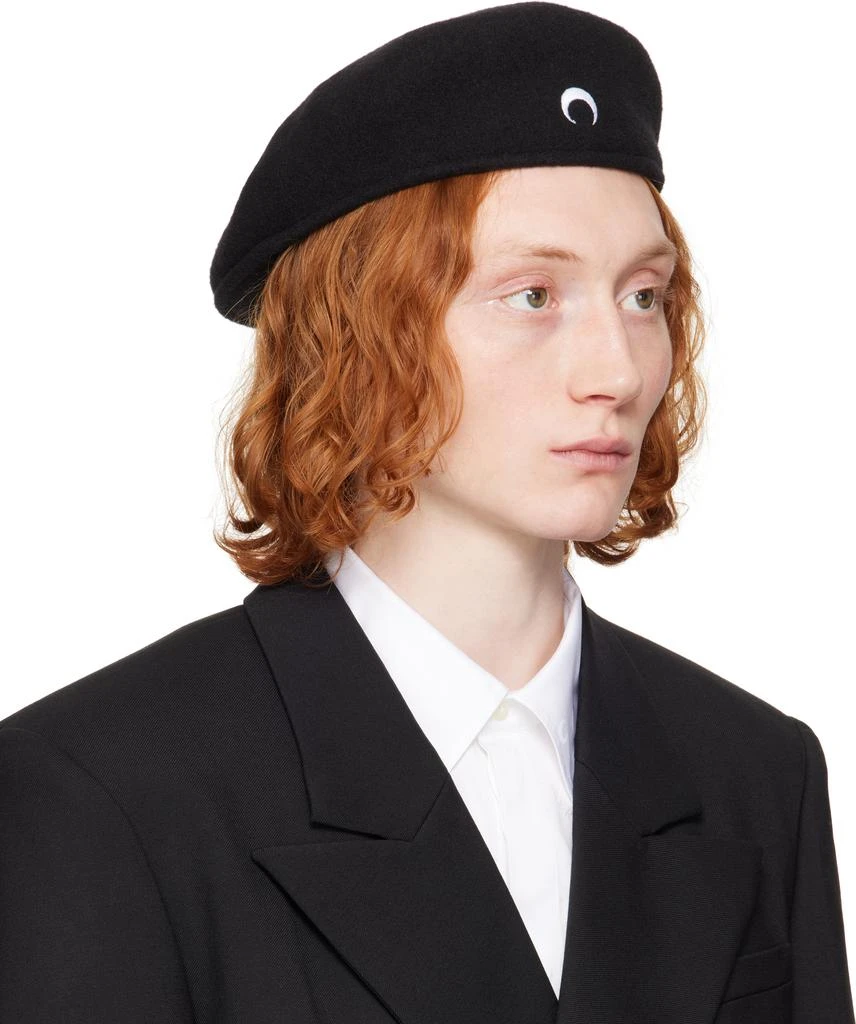 MARINE SERRE Black Moon Felted Wool Beret 2