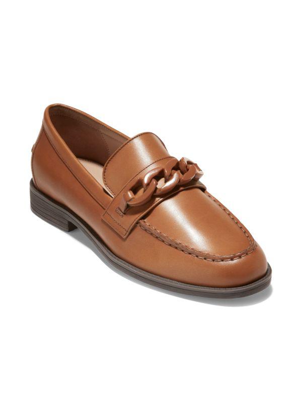 Cole Haan Stassi Chain Leather Penny Loafers