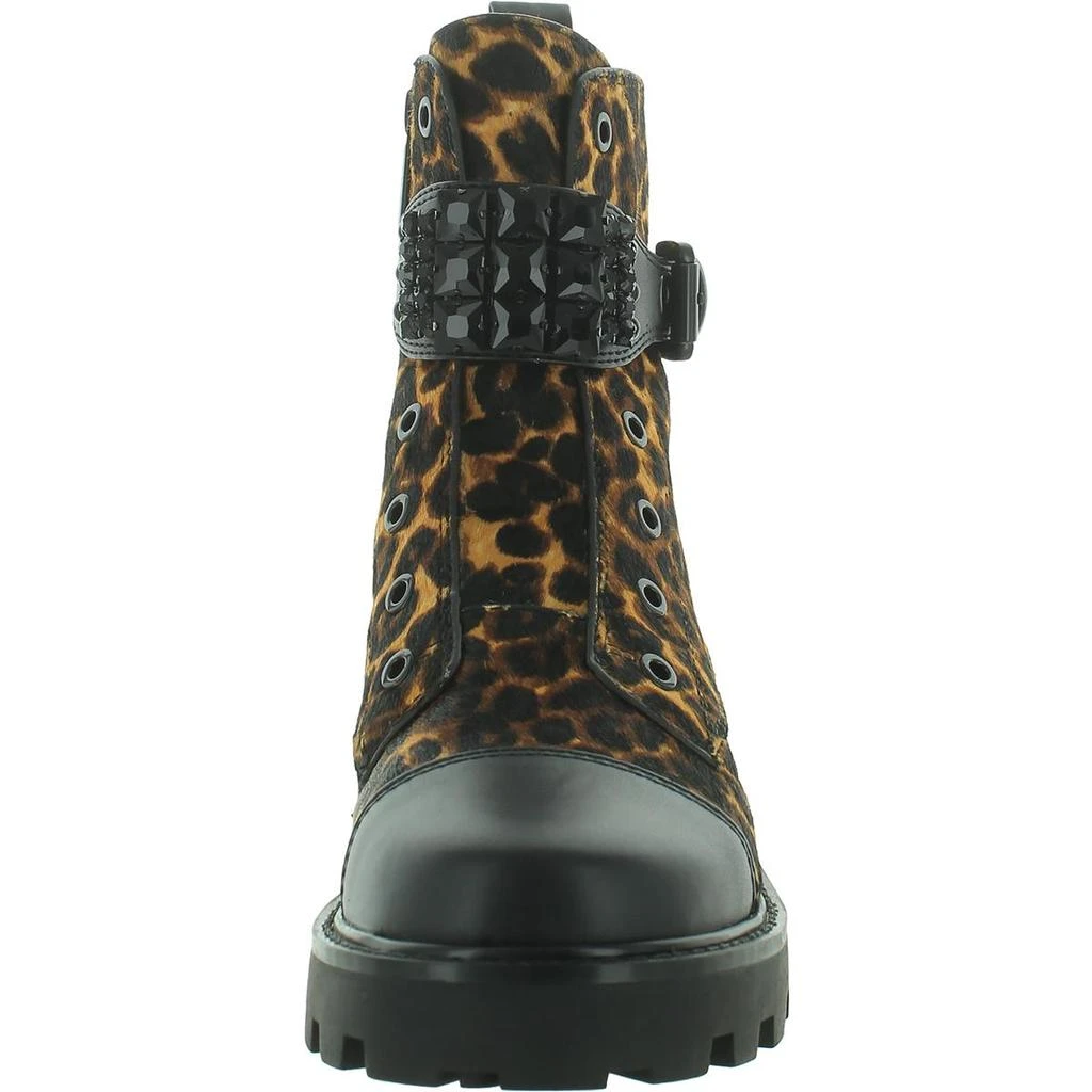 Karl Lagerfeld Paris Maeva Womens Leather Calf Hair Combat & Lace-Up Boots 3
