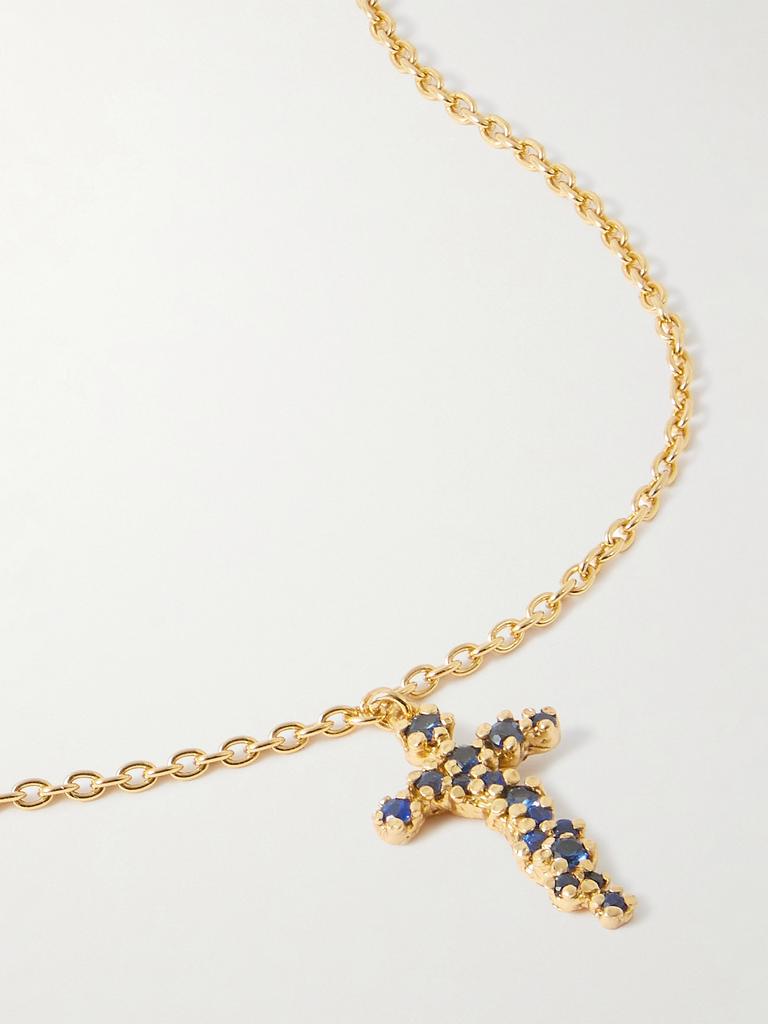 PACHAREE Floret Cross 镀金蓝宝石项链