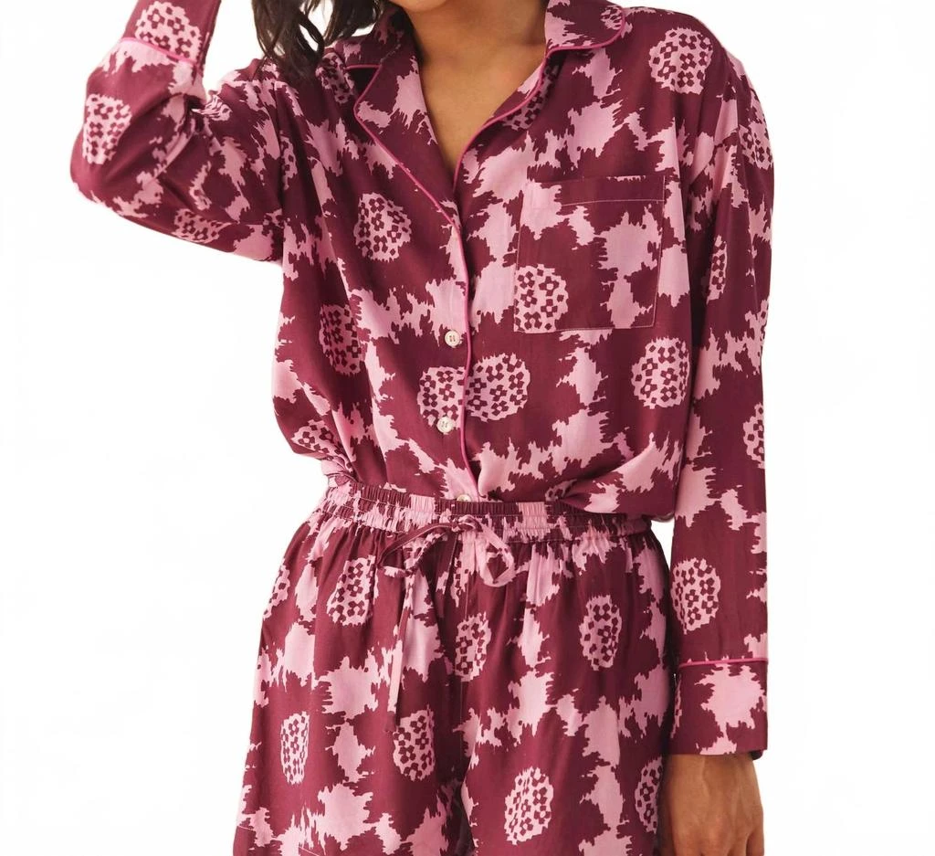 OMIKA Long Sleeve Top And Shorts Pajama Set In Chloe Acai 2