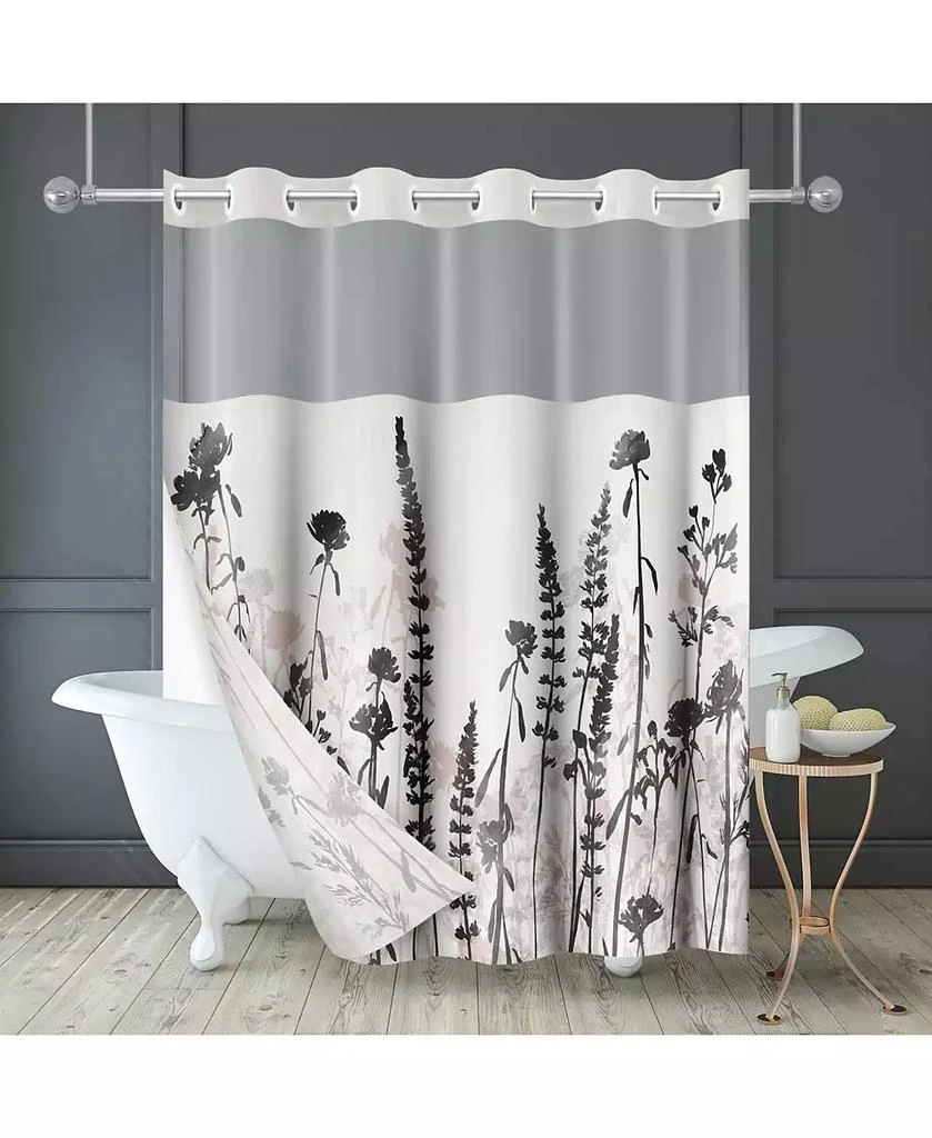 Americanflat Hookless Floral Shower Curtain with Sheer Panel, Snap-In Liner 
Grommets, 72" x 75" 7