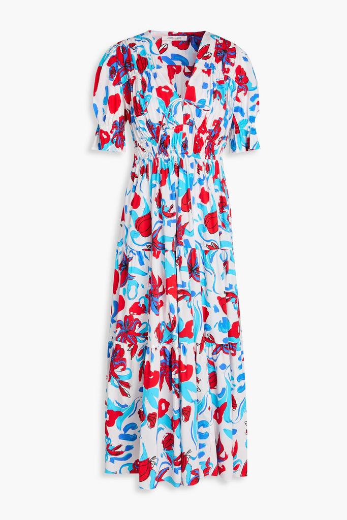 Diane von Furstenberg Avery tiered floral-print cotton-blend poplin midi dress
