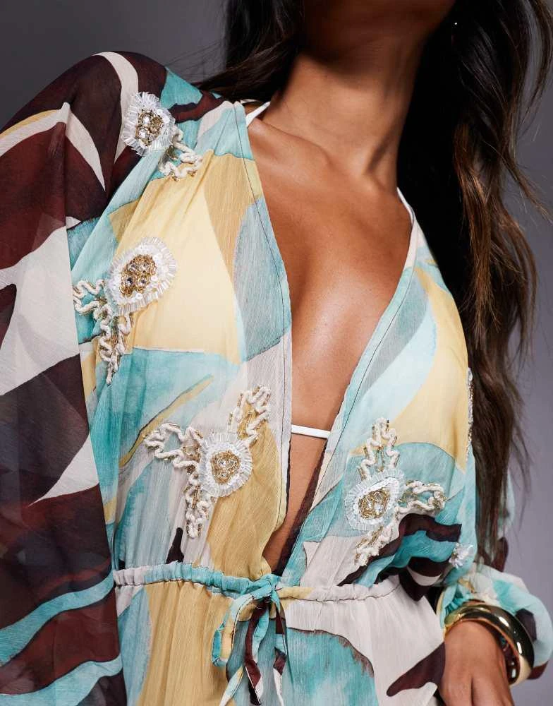 River Island River Island kaftan in blue 4