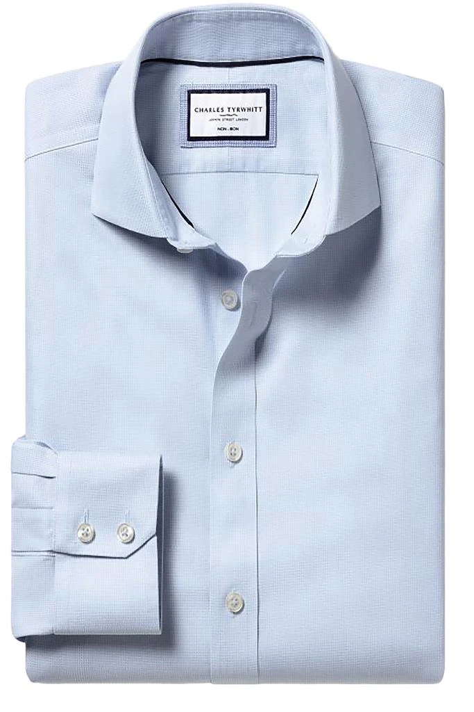 Charles Tyrwhitt Men's Non-Iron Clifton Weave Cutaway Slim Fit Shirt Double Cuff 5