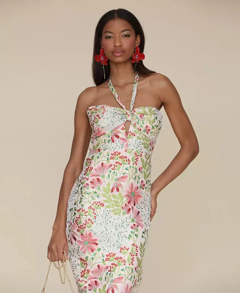 Avec Les Filles Women's Floral Brocade Halter Midi Dress 3