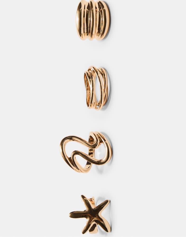 Stradivarius Stradivarius set of 4 star rings in gold