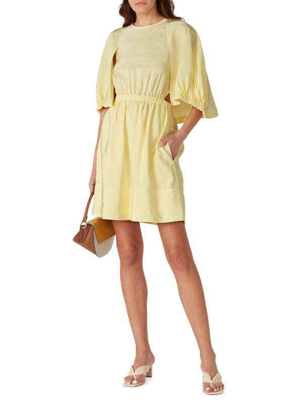 Tibi Gemma Linen Blend Cape Dress