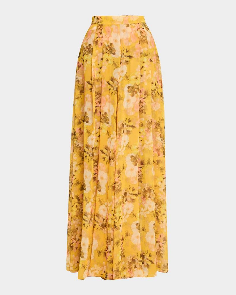Badgley Mischka Pleated Floral-Print Georgette Palazzo Pants 1