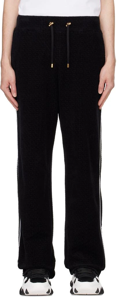 Balmain Black Velvet Monogram Kiss Jersey Sweatpants 1