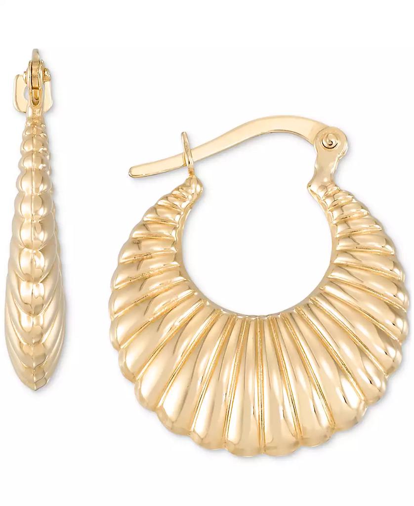 Macy's Shrimp Textured Hoop Earrings in 10k Yellow Gold